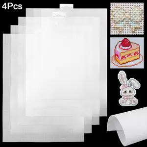 4Pcs Plastic Mesh Canvas Sheets 14 CT Mesh Sheet for Embroidery Making Cross Stitch for Crafts DIY Crochet Knit Projects