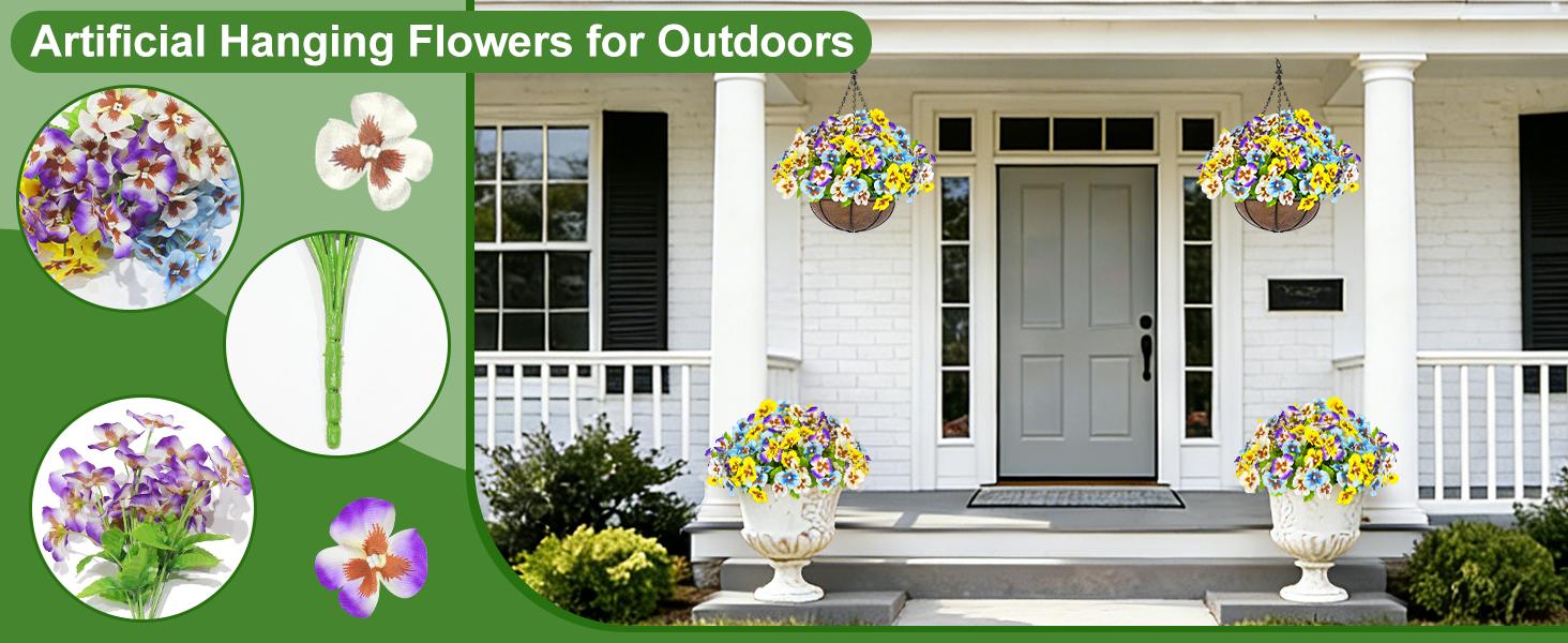 2pcs Artificial Outdoor Hanging Flowers with Basket - 189 Blooms UV Resistant Faux Hyacinth & Boston Fern Set, Waterproof Fake Plants for Porch Garden Patio Home Decor 2pcs Artificial Outdoor Hanging Flowers with Basket - 189 Blooms UV Resistant Faux Hyacinth & Boston Fern Set, Waterproof Fake Plants for Porch Garden Patio Home Decor