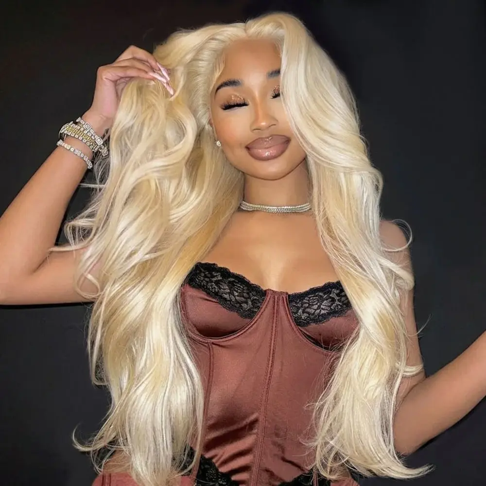 Megalook 13x6 Lace Three-Go 613 Blonde Glueless Wigs Straight & Body Wave With Drawstring 100% Human Hair Wig
