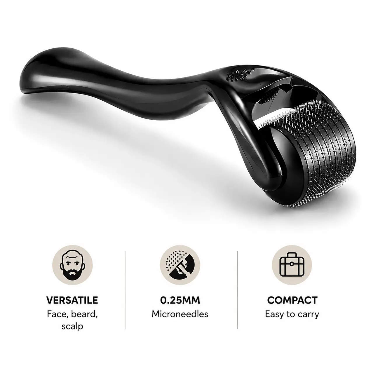 Handheld Beard Roller (1 Piece), Micro Needle Rolling Tools tor Face, Beard, Body and Scalp, Men and Women's Skin Care Tool, 0.25mm Beauty Equipment