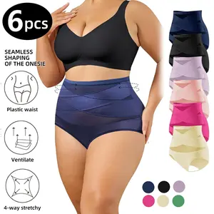 6PCS mid Waisted Shapewear Briefs - Tummy Control ButtLifting Panties for Women, Comfortable SeamlessUnderwear Casual Bridal Basic Minimalist Lingerie (Multi-Color Pack)