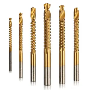 Titanium-Plated High-Speed Steel Drill Bits Set Metalworking & Wood Drilling Sharp Serrated Design Anti-Rust Coating, 3-8mm Serrated Side Cutting Drill Bit Woodworking Tools for Plastic Metal Wood Hole