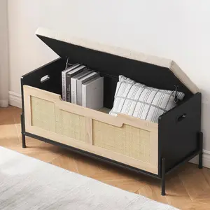 【Christmas Gift】40 Inch Multifunctional Storage Coffee Table Entryway Bench with Storage Space, Storage Cabinet with Storage Boxes, Entryway Storage Bench for Bedroom and Living Room