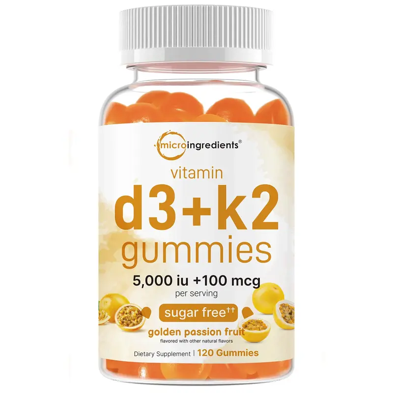 Micro Ingredients Vitamin D3 K2 Gummies | 5,000 IU D3 + 100 mcg K2 MK-7