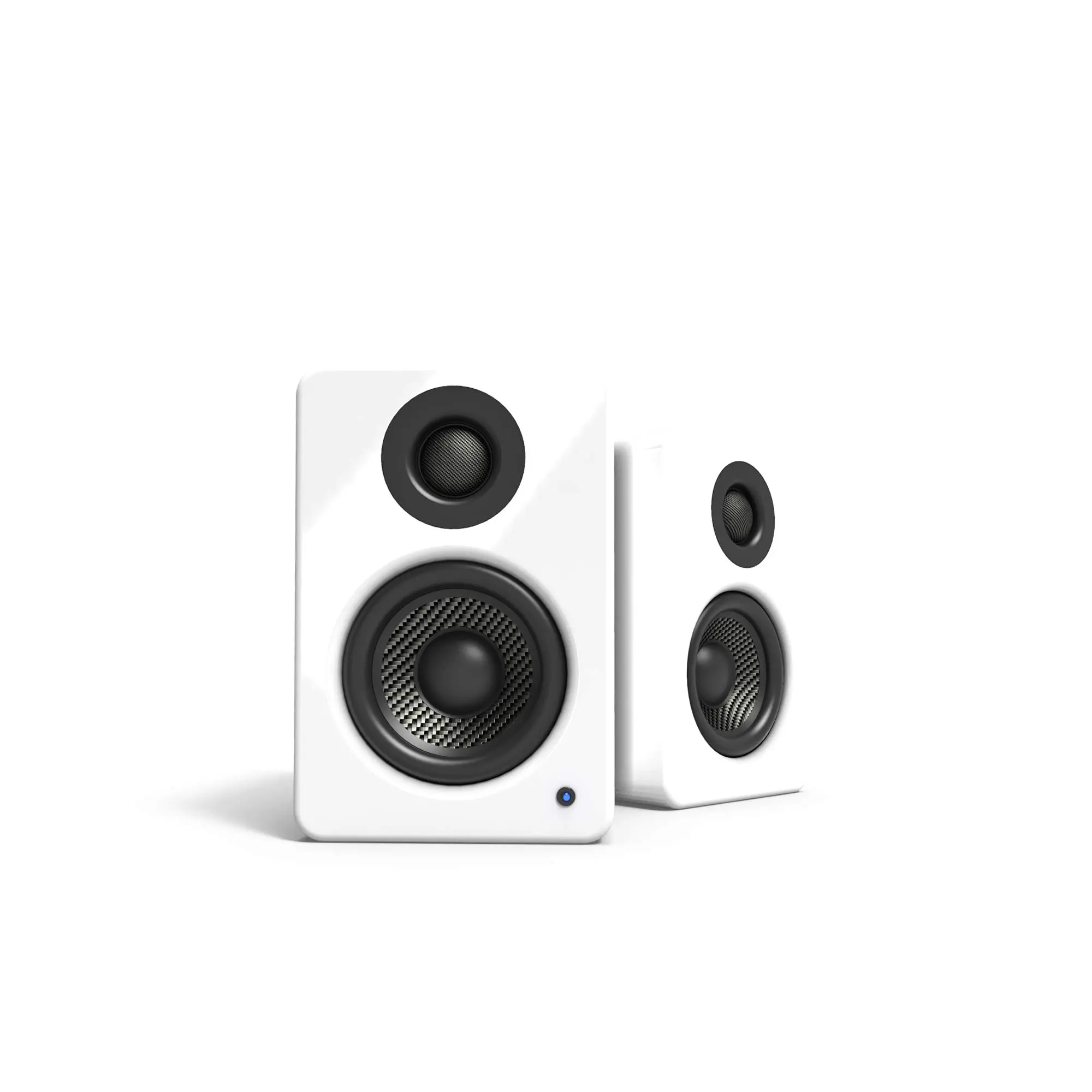 Kanto YU2GW Gloss White Crystal PC Gaming Desktop Audio Speakers (Pair) - 3" Composite Drivers, 3/4" Silk Dome Tweeter, Class D Amplifier, 100W, Built-in USB DAC, Subwoofer Output, Bluetooth, Vinyl Compatibility, Streaming Support, Remote Control, Plug, B