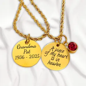 Personalized “Piece of My Heart Is in Heaven” Memorial Necklace