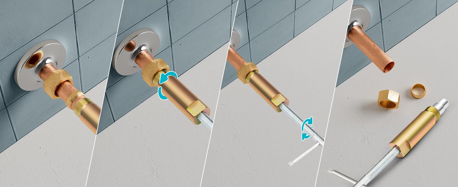 DURATECH Compression Sleeve Puller Tool, Ferrule Puller for 1/2 ” Compression Fittings, Without Damage, Corrosion Resistance, Remove Nut and Ferrule of Pipe in Kitchen, Sinks, and Bathtubs