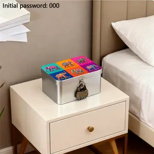 New Lockable Storage Box, Iron Material Gift Box, Jewelry Box, Treasure Chest, Cute Lucky Elephant Design, Perfect for Valentine's Day