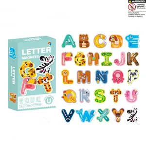 Alphabet & Number Learning Toy Set, 1 Box Colorful Alphabet Animal Shape Toys, Magnetic stickers with capital letters,Preschool Educational Toy Set, Learning Spelling Game for Kids