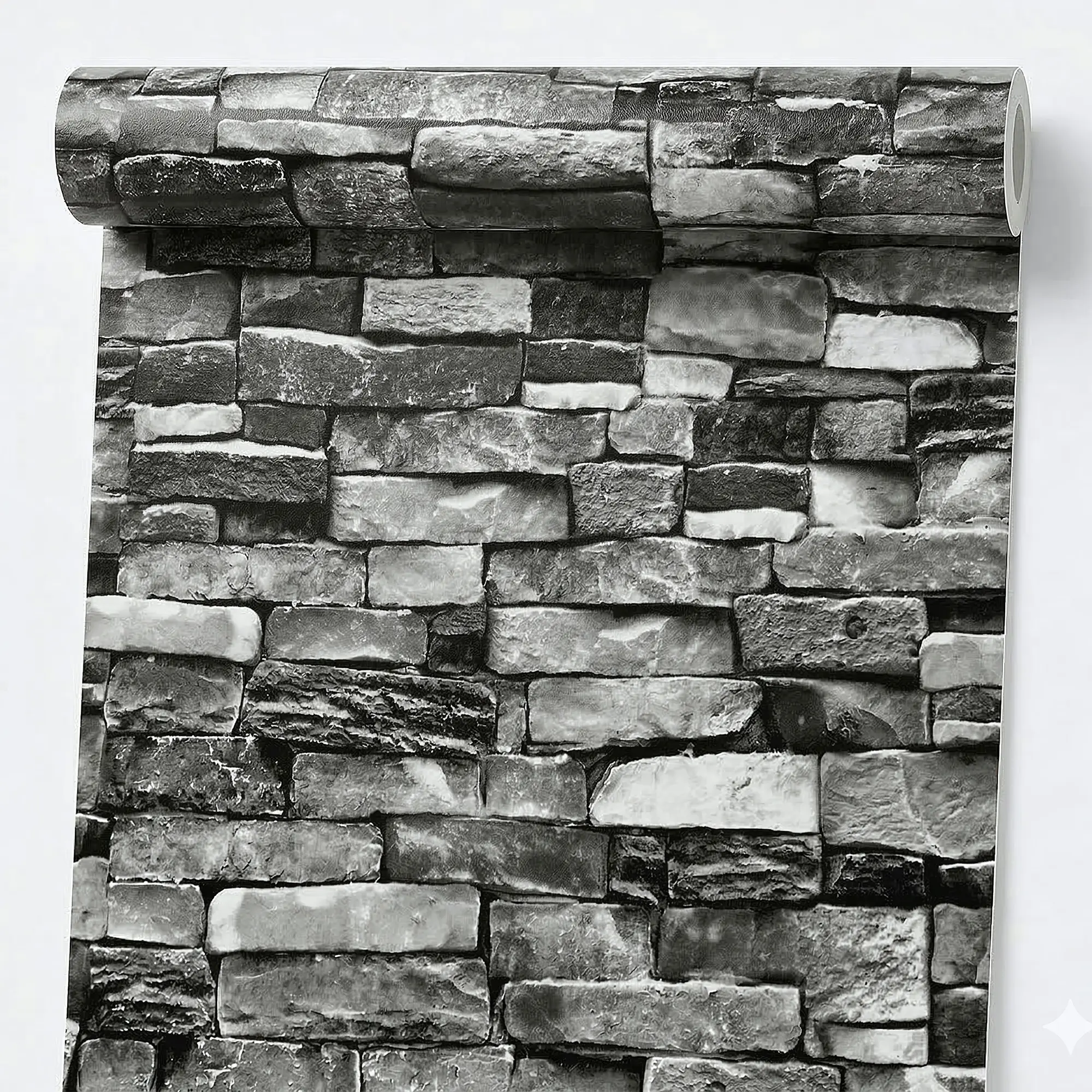 Grey Stone Peel and Stick Wallpaper  Faux Brick Contact Paper for Fireplace Living Room 3D Textured Self Adhesive Waterproof Vinyl Wall Covering Rustic Farmhouse