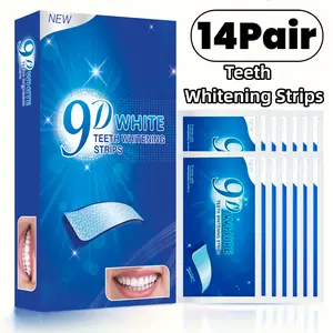 14 Pairs 9D Teeth Whitening Strips, Peppermint Flavor Bamboo Charcoal Dental Stickers, 8% Pap Teeth Bleaching, Fresh Breath Solution, Teeth Brightening