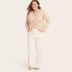 Women's Mid-Rise Drawstring Baggy Jeans - Parke Cream 17