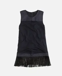 J.CREW FRINGE TUNIC TANK TOP. SIZE: XS. BLACK. ITEM # B6374. 