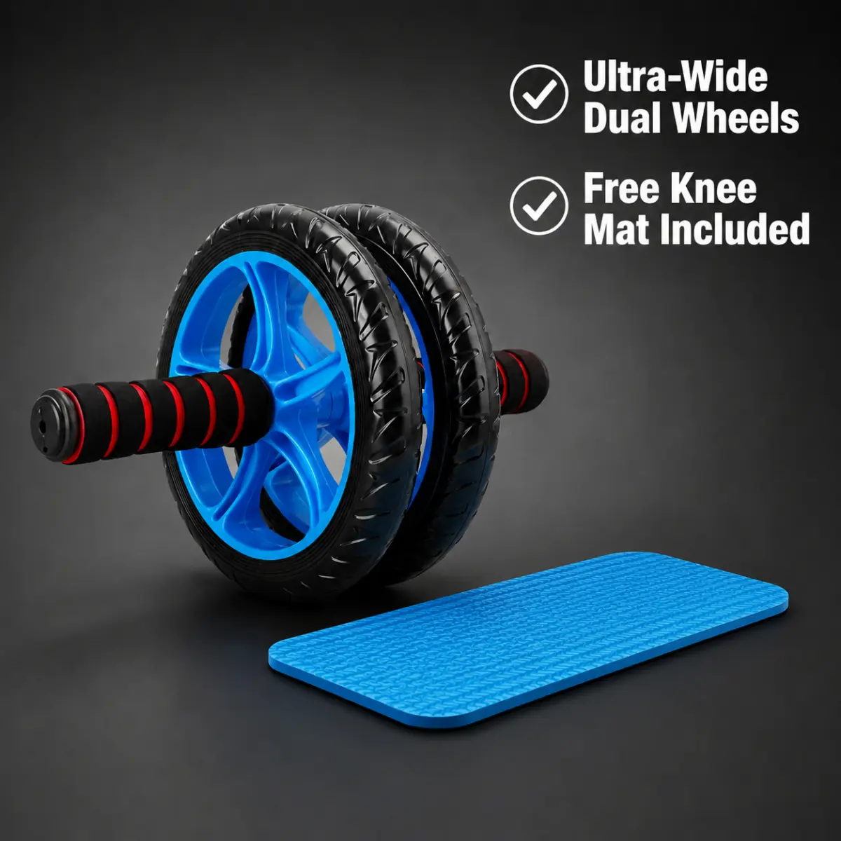 Ab Roller Abdominal Core Trainer with Mat - Ab Crunch Trainer, Plastic Dual-Wheel Exercise Wheel Set, Portable & Easy Assembly, Silent Stability, Anti-Skid Wear-Resistant, Quiet & Floor-Friendly for At-Home Gym Core Strength Training, Ab Workout Equipment