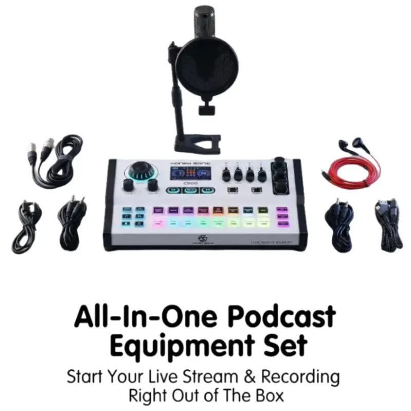 Rechargeable Podcast Audio Interface, Portable Sound Card Kit