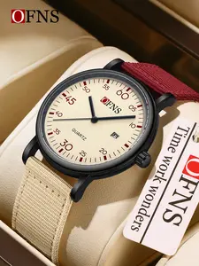 1Pcs Brand Watches Suitable for Women, Fashion Ultra-thin Woman Men Watches Waterproof, Lady Male Quartz Wristwatch, Nylon strap/Zinc Alloy case, Simple Calendar Design Neutral Watches for Man Women Birthday Holiday Gifts