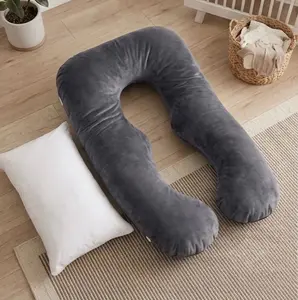 60-Inch Full Body Maternity Pillow – Dark Grey U-Shaped Pregnancy Cushion with Washable Cover – Support Pillow for Belly, Back, Hips, Knees, Legs & Side Sleepers