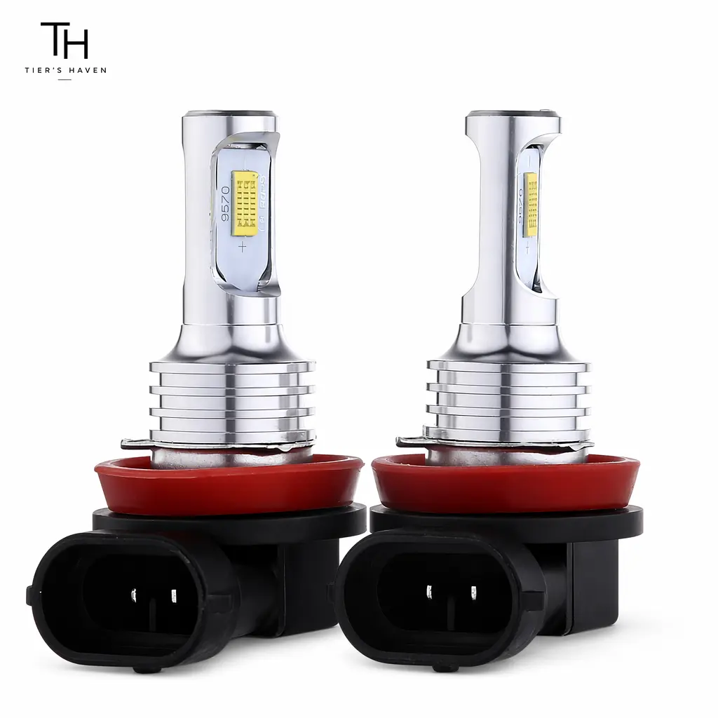 Tier's Haven H11 H8 H9 LED Fog Light Bulbs 20000LM 6000K Ultra Bright White, CSP 2525 Chip, Dual Cooling Ceramic Design, Plug and Play Car Headlight Upgrade for Night Driving