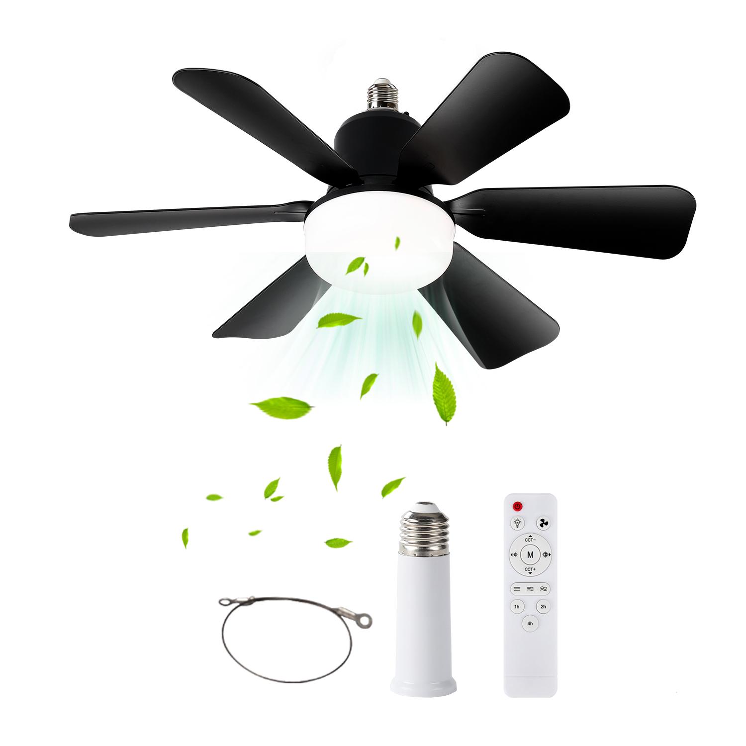 16.5-inch fan light with remote control, three color dimming modes, suitable for bedroom/kitchen/dining room/study/garage