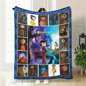 Coraline Movie Cartoon Blanket Perfect Gift For Fans Other World Design Ultra Soft Flannel Fabric Cult Classic Collectible Ideal Present For Alternative Fashion Enthusiasts Complete With Lightweight Warm Comfort cozy