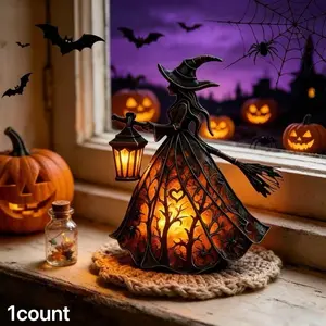 Halloween Witch Broom Desktop Lamp, Decorative Light Fixture, Home Decoration Piece, Bedside or Tabletop Ornament, Model 902-03