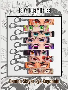 [BUY 1 GET 1 FREE] Demon Slayer Keychain, Hashira Eye Keychain, Rengoku Kyoujurou Kimetsu No Yaiba Shining Eyes, Double Sided Light-Transmitting Pattern Backpack Pendants