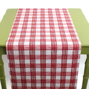 Gin Lane 12' Gingham Paper Table Runner - Red