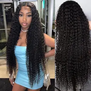 Curly Wave Lace Front Wigs 13x6 HD Transparent Swiss Lace Human Hair 28 Inch Water Wave Style Pre Plucked with Baby Hair 180 Density Brazilian Virgin Hair