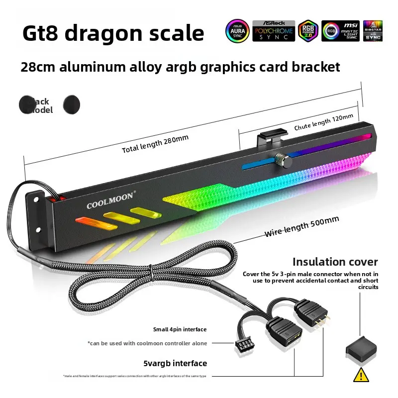 GT8 Horizontal Graphics Card Bracket (Black)