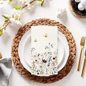 20pcs Vintage Floral Party Napkins, Disposable Cocktail Paper Towels, 3-Layer Watercolor Wildflower Dinner Napkins, Ideal for Weddings, Baby Showers, Birthdays