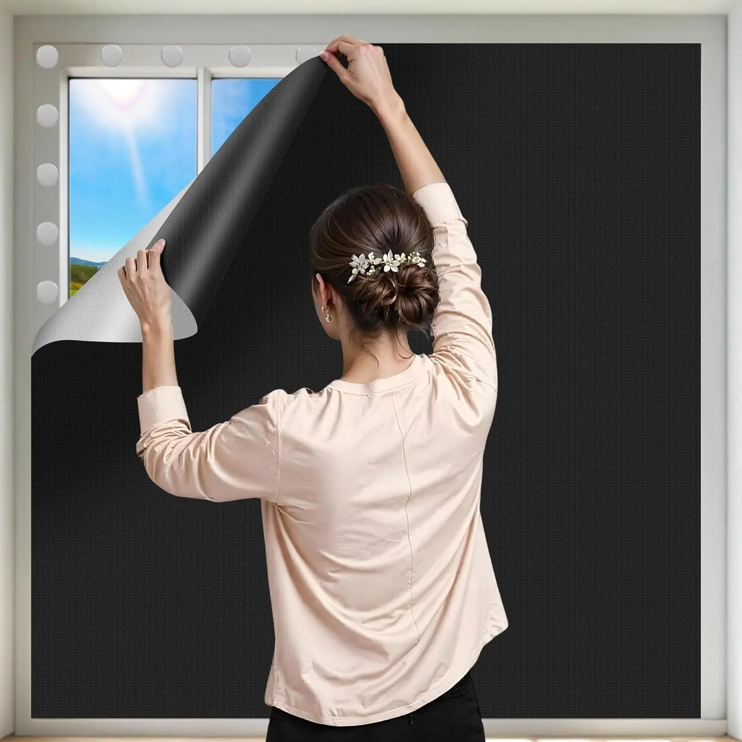 Blackout Curtains for Bedroom 118" x 57" Portable Window Blinds Cover Adhesive Thermal Blackout Blinds No Drill Guard Blind for Window Shades Temporary Room Darkening Shades for Skylight RV Dorm