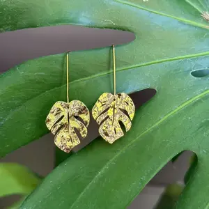 Gold-Plated Monstera Leaf Earrings – Handmade Nature-Inspired Jewelry, Original Botanical Design unisex