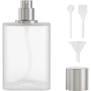 Frosted Glass Perfume Bottles Empty Refillable, 50ml /1.7oz Atomizer Sprayer, Cologne Bottles Empty with Perfume Dispenser