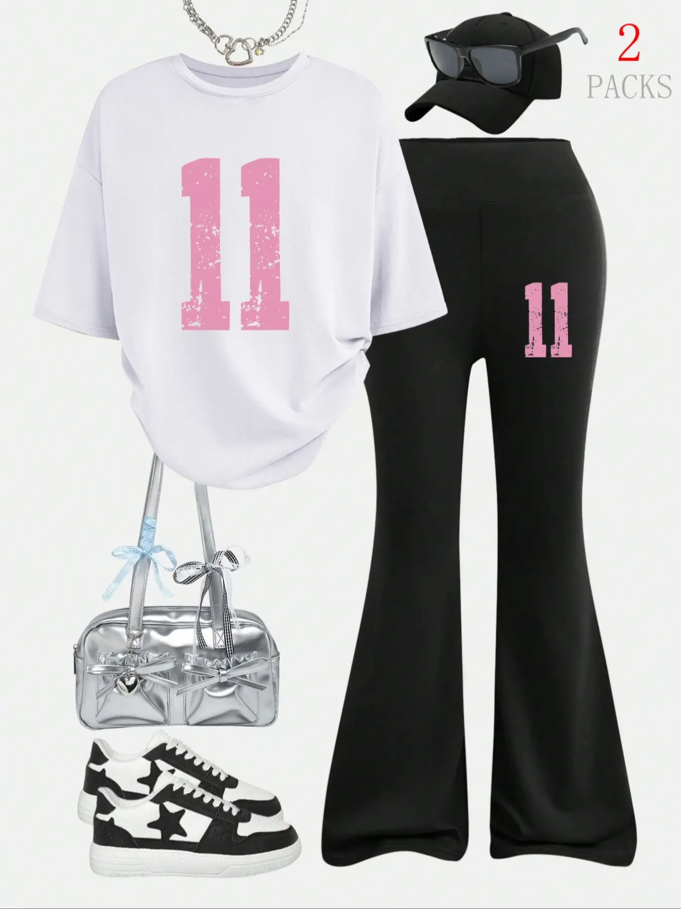 Women's Vintage Style Letter Print Slim Fit Casual Pants Set Outfit, Perfect Gift for Mom & Aunt, Ideal for Vacation Camping Beach Party