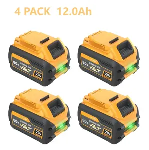 Dewalt 12.0Ah DCB606 Replacement Battery 1/2/4 Pack Compatible with 20V/60V MAX Flex-Volt DCB609 DCB612 DCB606-2 DCB609-2 Cordless Power Tools