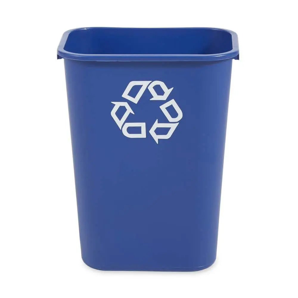 10.38 Gal. Blue Plastic Indoor Recycling Bin For Offices/Warehouses/Commercial Environments.