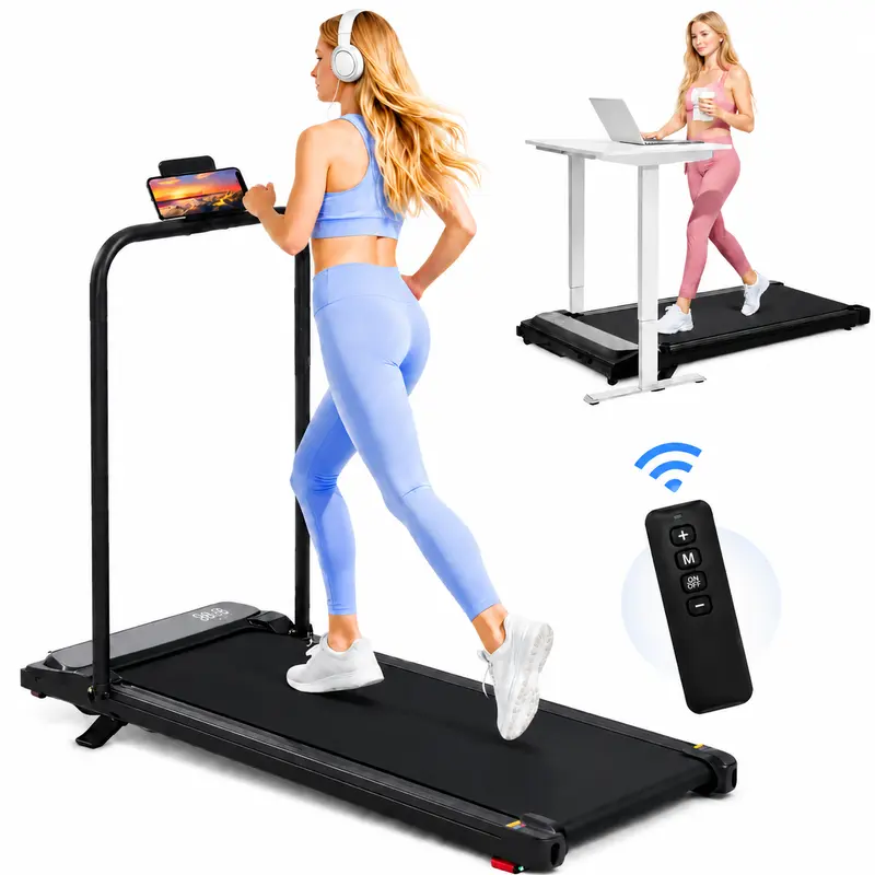 [2026 Upgraded] 3.0HP Motor Compact Portable Folding Treadmill - Running Machine with Folding Frame, Shock Deck, Incline Adjust, Handrail, Dual-Mode Walk/Run, 0.6-7.6 MPH Speed, 350 lbs Max Capacity, Remote Control for Home Gym Equipment