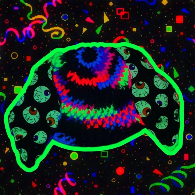 Glow in the dark neon spiral bunny beanie