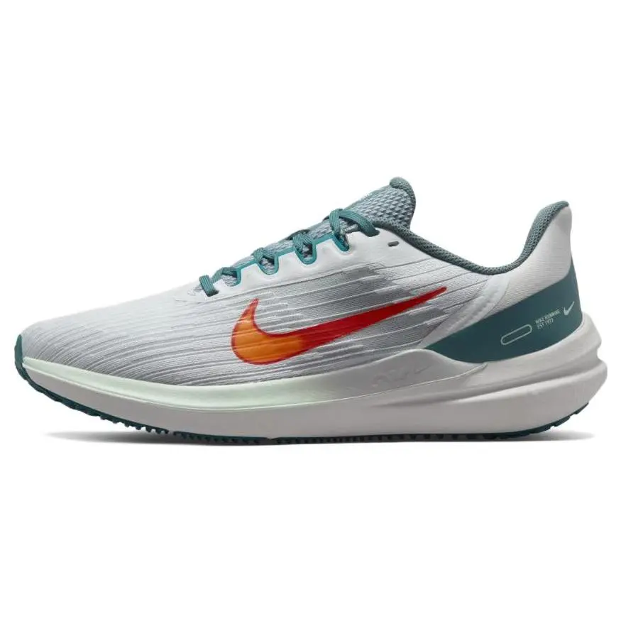 Men's Nike Air Winflo 9 Casual Running Shoes - Pure Platinum Mineral Slate Blue, Breathable Mesh, Lace-Up, Lightweight, Low Top, Rubber Sole, Casual Wear, Style DD6203-005