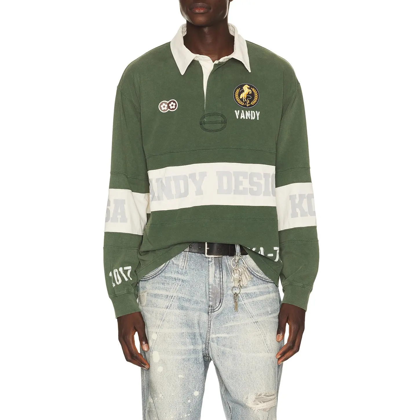 VANDYTHEPINK Washed Long Sleeve Rugby in Green Unisex