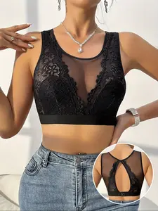 Women's Lace Backless Design Casual Fashion Vest, Ladies Innerwear with Hollow Out Detail, Comfortable and Stylish, Wireless Bralettes, No Wire Bralette, Lace Brassiere Fit
