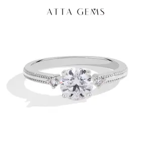 Women's 1.0ct D VVS1 Round Cut Synthetic Moissanite Solitaire Engagement Ring - Promise Ring, Fine Artificial Gemstone Jewelry for Anniversary, Daily Wear R229 summerwins,summerwins