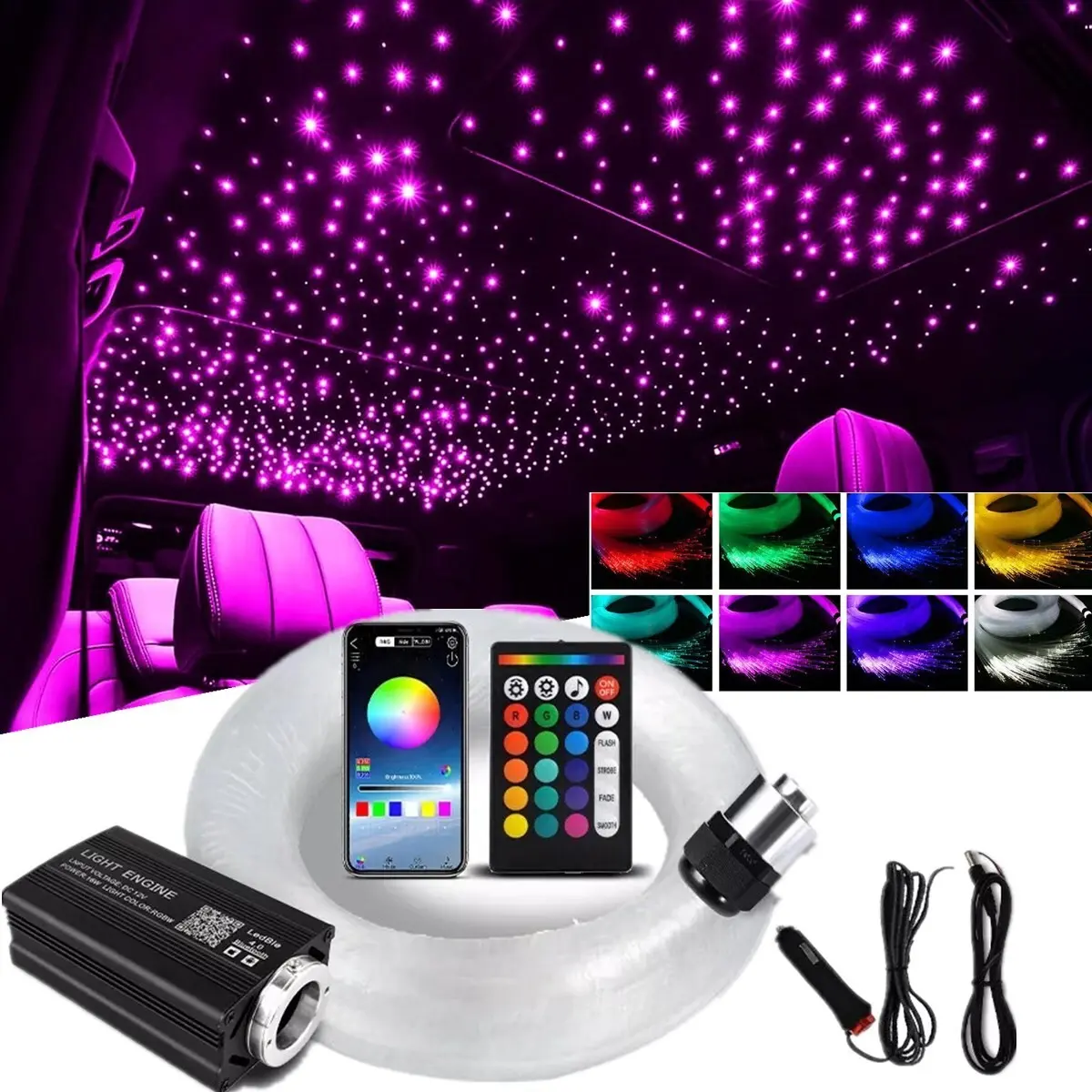 1000PC Car Home Headliner Star Light Kit Roof Spark Ceiling Lights Fiber Optic, Star Lights For Car, Car Interior Lighting