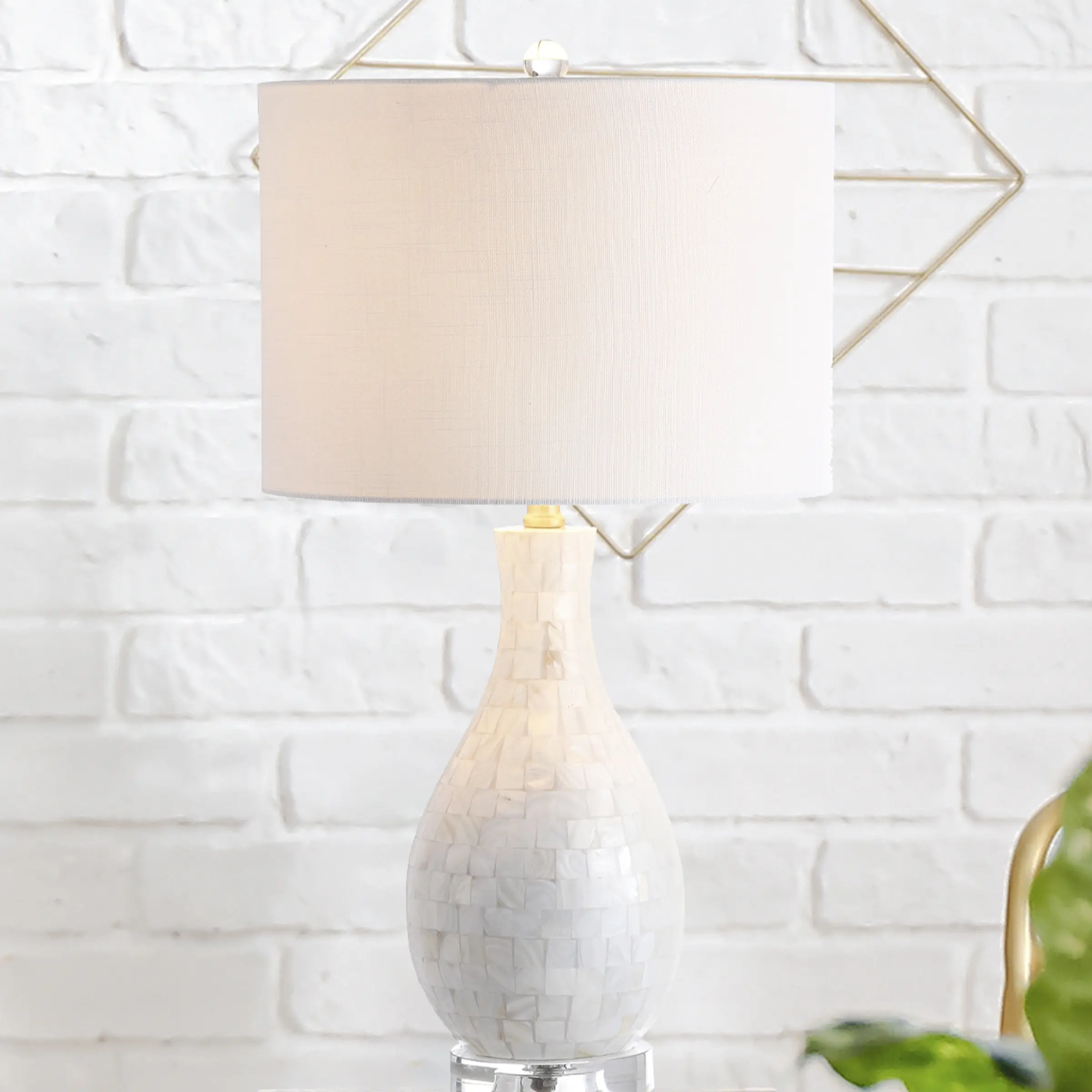 JONATHAN Y Josephine Seashell LED Table Lamp, Dimmable Warm White Indoor Home Decor Light, 60" Silk-Wrapped Cord, 9W Eco-Friendly LED Bulb Included