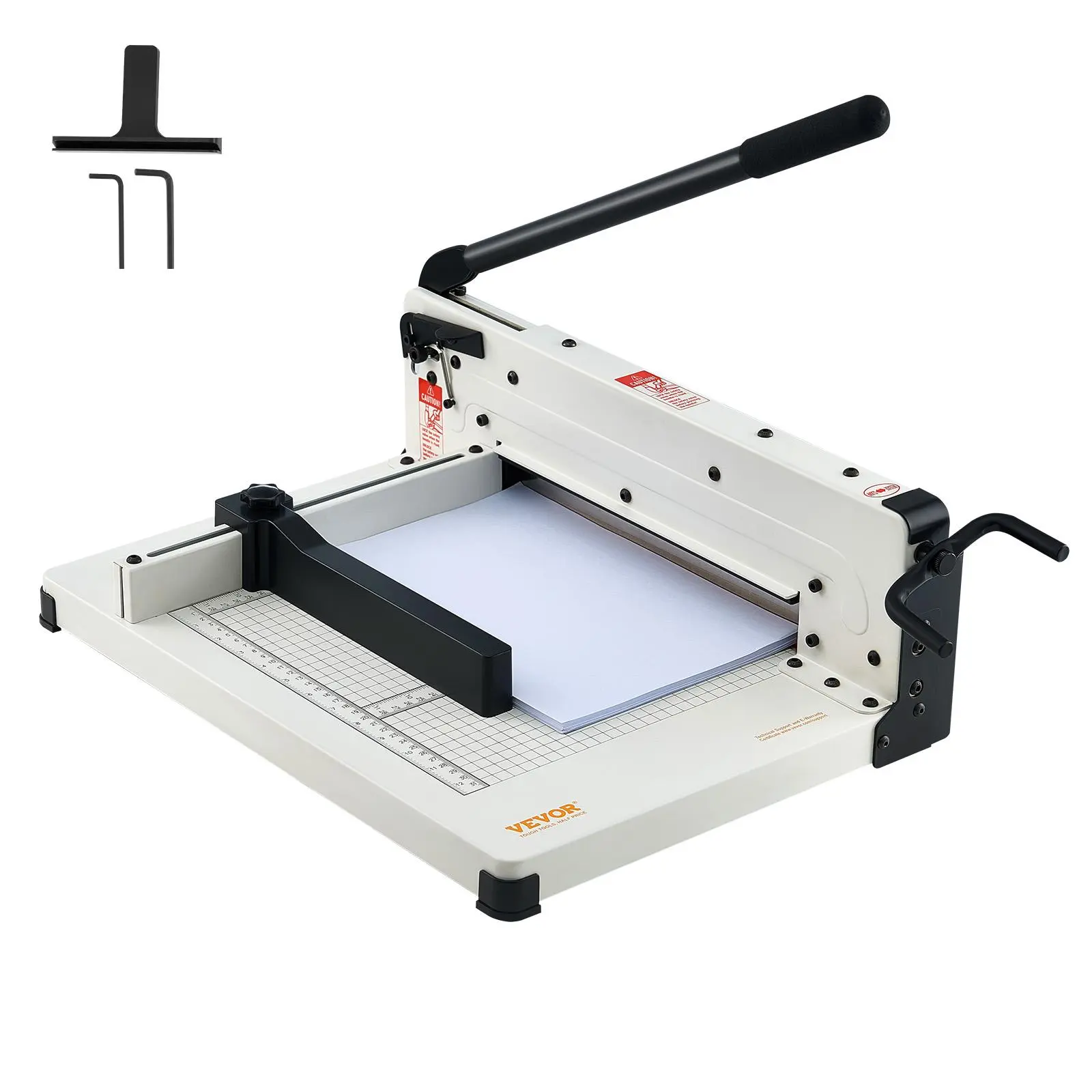 【Summerfinds】VEVOR Heavy Duty Paper Cutter 12" Industrial Commercial Guillotine Paper Cutter for A4 Paper400 Sheet CapacitySolid Steel ConstructionStack Paper Trimmer for Office Home School ShopWhite