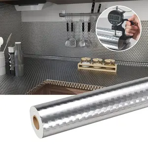 Durable Thick Kitchen Waterproof Oil-Resistant Aluminum Foil Wallpaper, Easy Clean Install Removable Peel and Stick Self-Adhesive Countertop Sticker