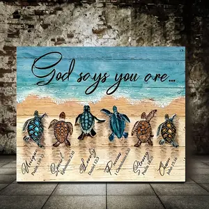 1 Piece Wooden Frame Painting, Ocean Theme Canvas Sea Turtle Beach Scene, Suitable for Office, Living Room Decoration, Modern home decor, Printed Wall Art, Decor with Inspirational Quotes, Already Framed and Ready to Hang, Suitable as a Holiday Gift