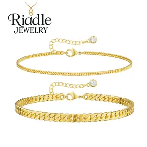 Riddle Ankle Bracelets For Women Waterproof Chunky Cuban Link Chain Ankle Bracelet Trendy Large Layer Anklet Set Jewelry Gift