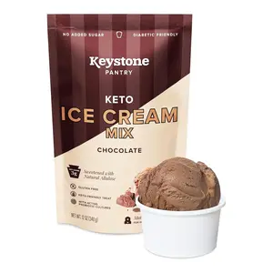 Keystone Pantry – Keto Ice Cream Mix – Chocolate – 3g Net Carbs & 40 Calories per Serving- Makes 1.5 Quarts – No Added Sugar – Gluten Free – Low Carb – Keto & Diabetic Friendly – Kosher Dairy With Active Probiotic Cultures