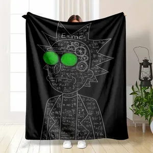Rick Mad Scientist Physics Formula Fan Gift — Lightweight Summer AC Blanket Abstract Mathematical Chalkboard Art Thin Breathable Flannel Throw for AC Room Hot Sleepers Soft Cozy Sofa Bed Decor Gift Use summerwins